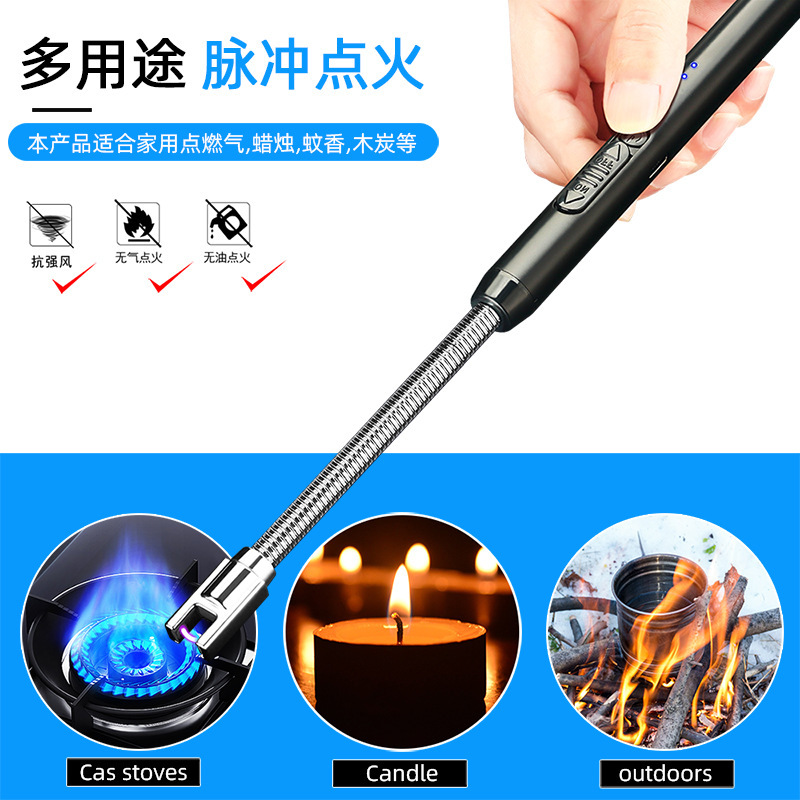 Jl889 Arc Burning Torch Kitchen Stove Igniter Gas Outdoor Barbecue Igniter Windproof Charging Metal Hose