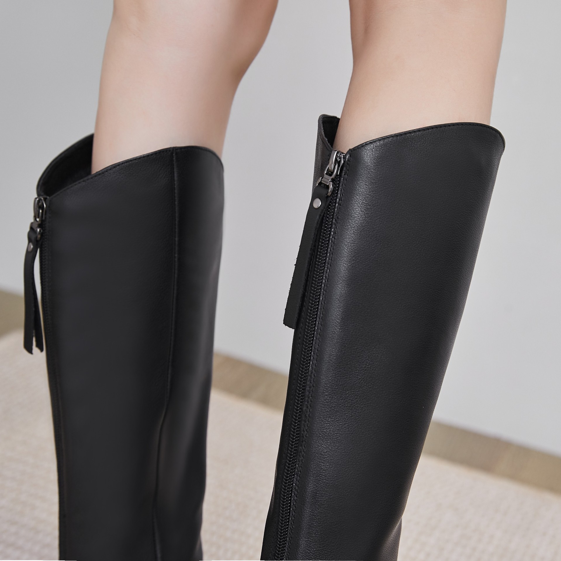 鞋靴筒材质皮布拼接靴筒内里材质超细纤维质检单位sgs质检报告否鞋