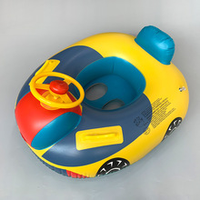 儿童卡通泳圈坐艇坐圈游泳圈宝宝婴儿 带方向盘小童浮圈赛车座圈
