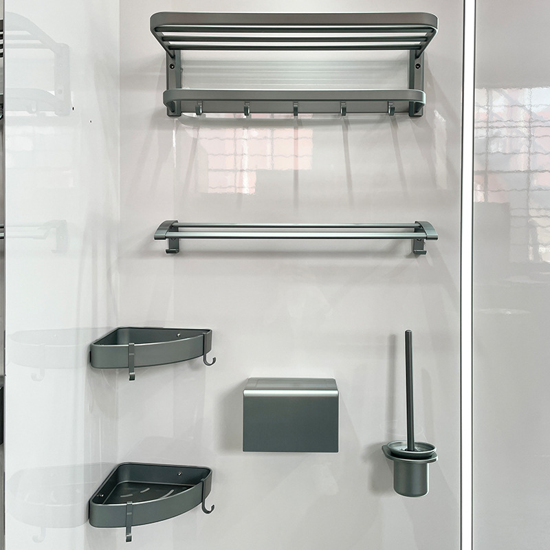 货源供应高档五金挂件套装 厕所毛巾架浴巾架 太空铝毛巾架五件套