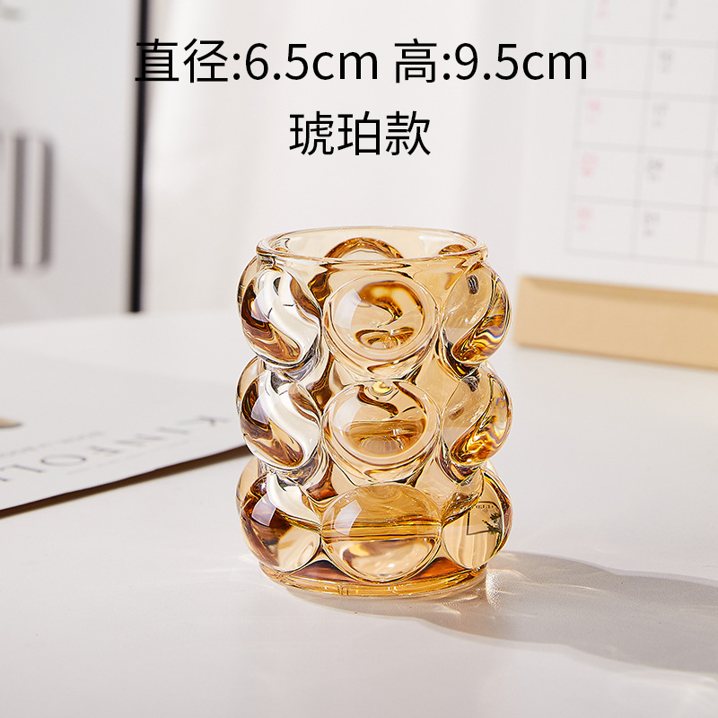 Gift Box Ins Korean Style Creative Ball Glass Pen Container Storage Makeup Brush Holder Desktop Decoration Candlestick Candle Cup