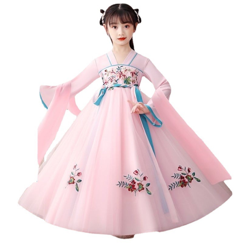 汉服儿童中国风飘逸超仙春秋女童秋冬公主唐装纱裙小