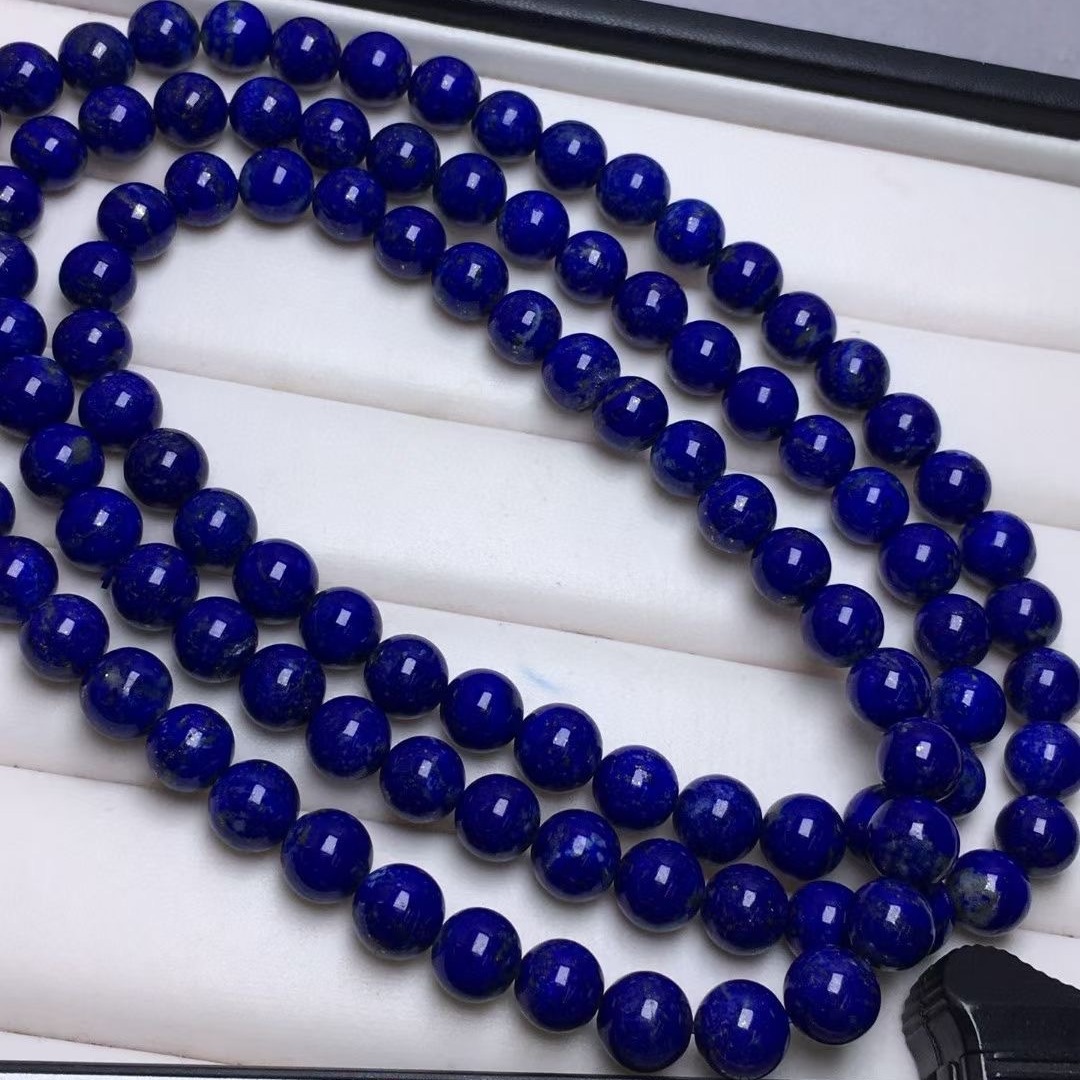 天然青金石108佛珠手链 圆珠干净油亮少白少金-阿里巴巴