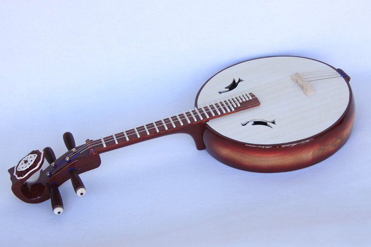 中阮乐器 硬木如意头中阮 初学练习色木尼龙品鸟孔阮琴