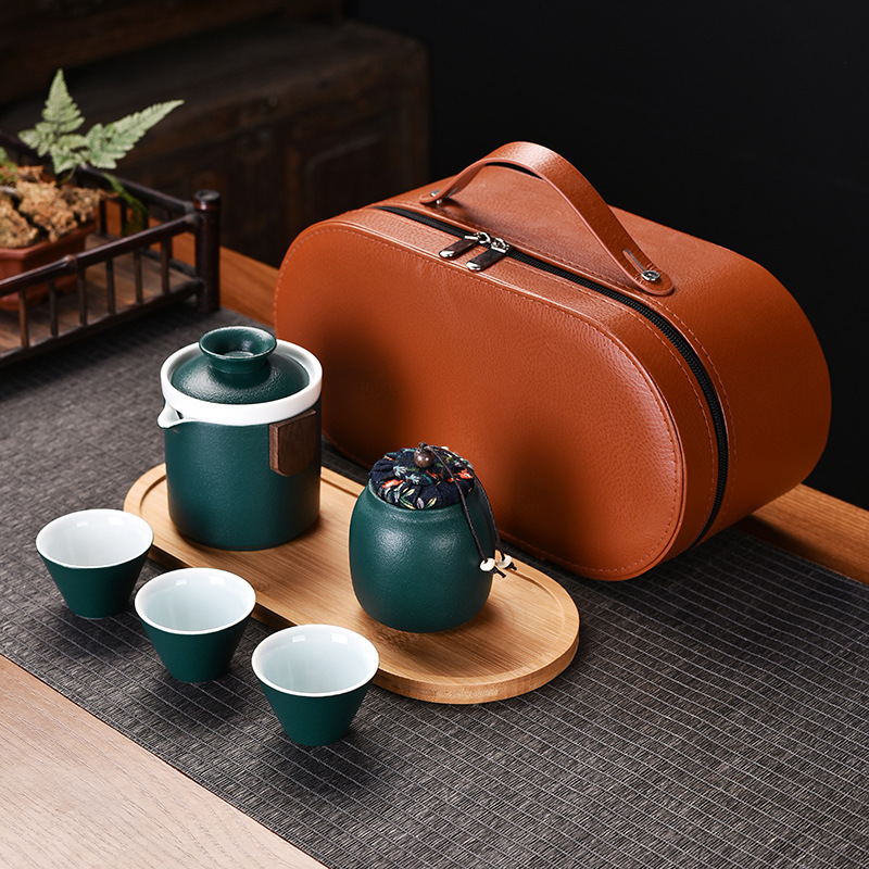 黑陶旅行茶具套装便携快客杯旅行干泡盘简约商务活动小礼品定logo