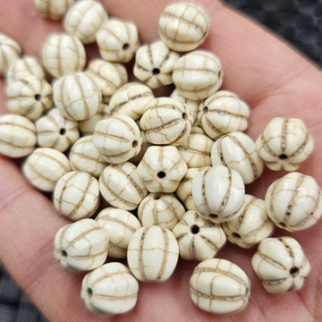 仿白松石南瓜珠仿玉石散珠仿古做旧福瓜路路通手链饰品手工珠子