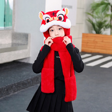 新款儿童帽子围巾一体手套三件套秋冬季男童女宝宝韩版保暖护耳帽