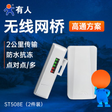 有人无线网桥户外5.8G大功率WiFi电梯监控室外2公里ST508E套装1对