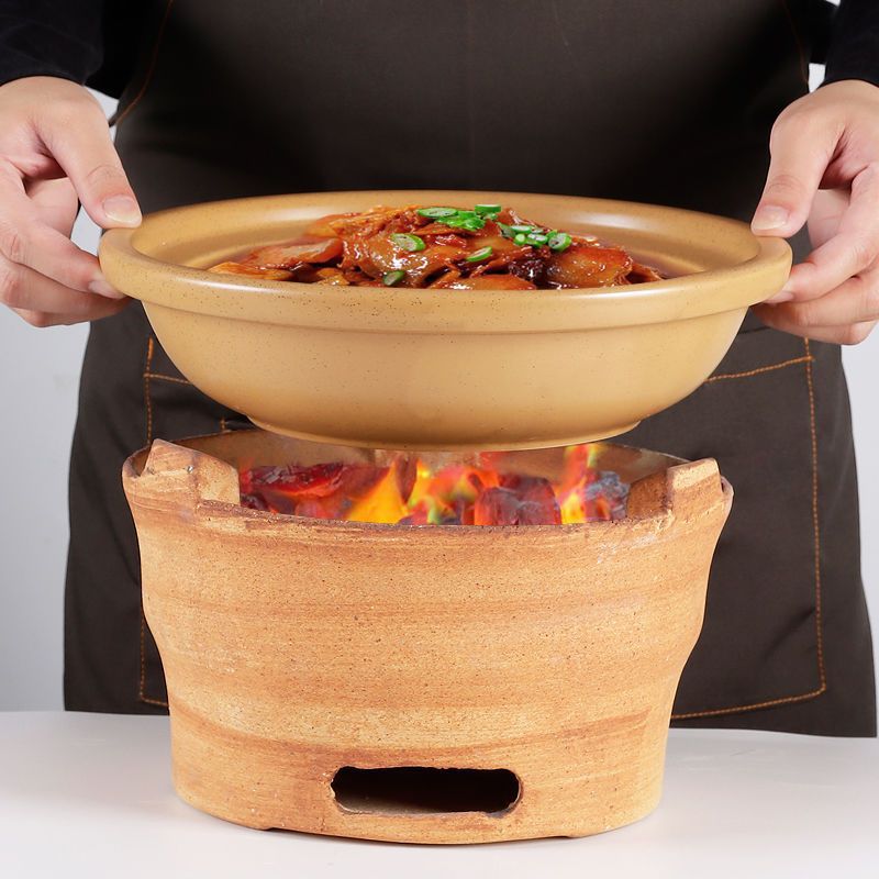 小炭炉木炭火锅炉老式家用煲汤砂锅取暖陶土碳炉子烧烤港式打边炉
