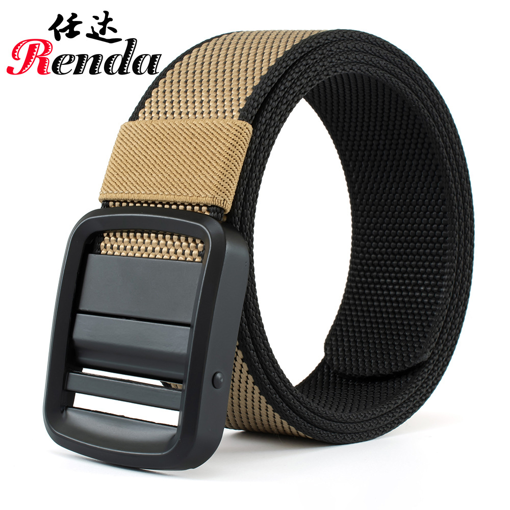 double-sided rotatable alloy japanese buckle head men‘s tactical belt pearlescent nylon pant belt factory wholesale