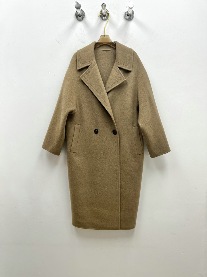 欧洲站2023秋冬新款欧货女式高端骆驼绒两粒扣羊毛大衣-阿里巴巴