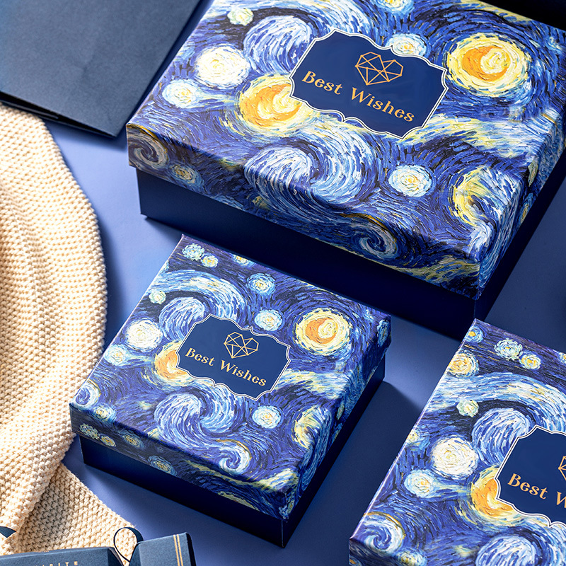 2021新款蓝色礼品盒生日结婚伴手礼盒礼物包装盒尺寸齐全厂家