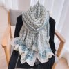 2023 new cotton and linen scarf women‘s korean-style all-match ethnic style printed shawl scarf sunscreen beach scarf silk scarf pink