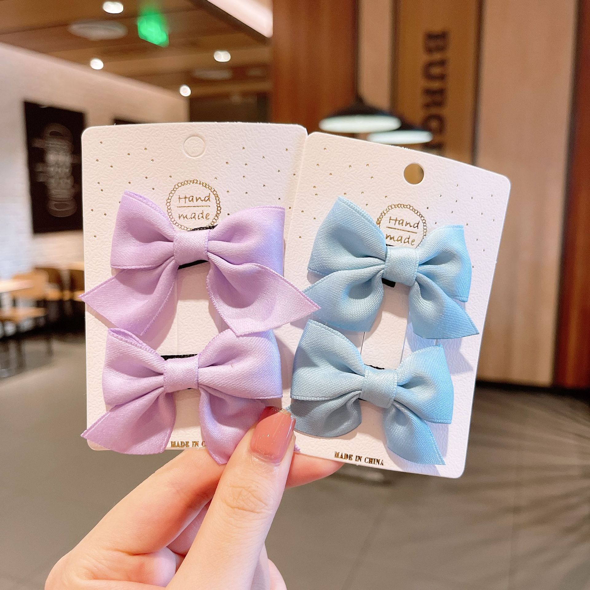 韩版蝴蝶结鸭嘴发夹女童布艺对夹可爱公主碎发发卡网红女孩侧边夹