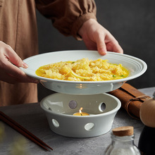 陶瓷盘鱼餐具备菜盘家用创意干锅酒精块蜡烛炉保温加热汤盘子