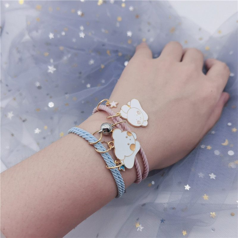 磁铁相吸卡通闺蜜情侣小皮筋手绳女学生简约一对可爱潮网红手链