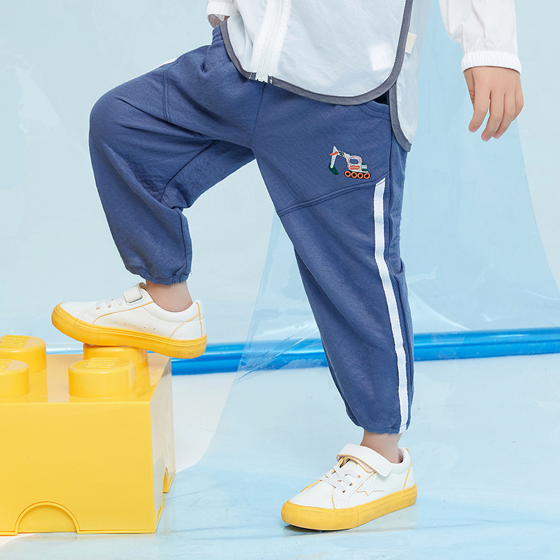 儿童防蚊裤男童裤子夏季薄款2022新款男孩天丝速干潮小吊车防蚊裤