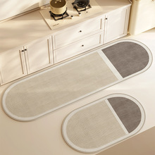 简约设计感椭圆形皮革地垫防滑防尘可剪裁地毯厨房蹭脚易清洗脚垫