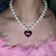 设计y2k个性爱心芭比吊坠珍珠项链女法式珍珠项链