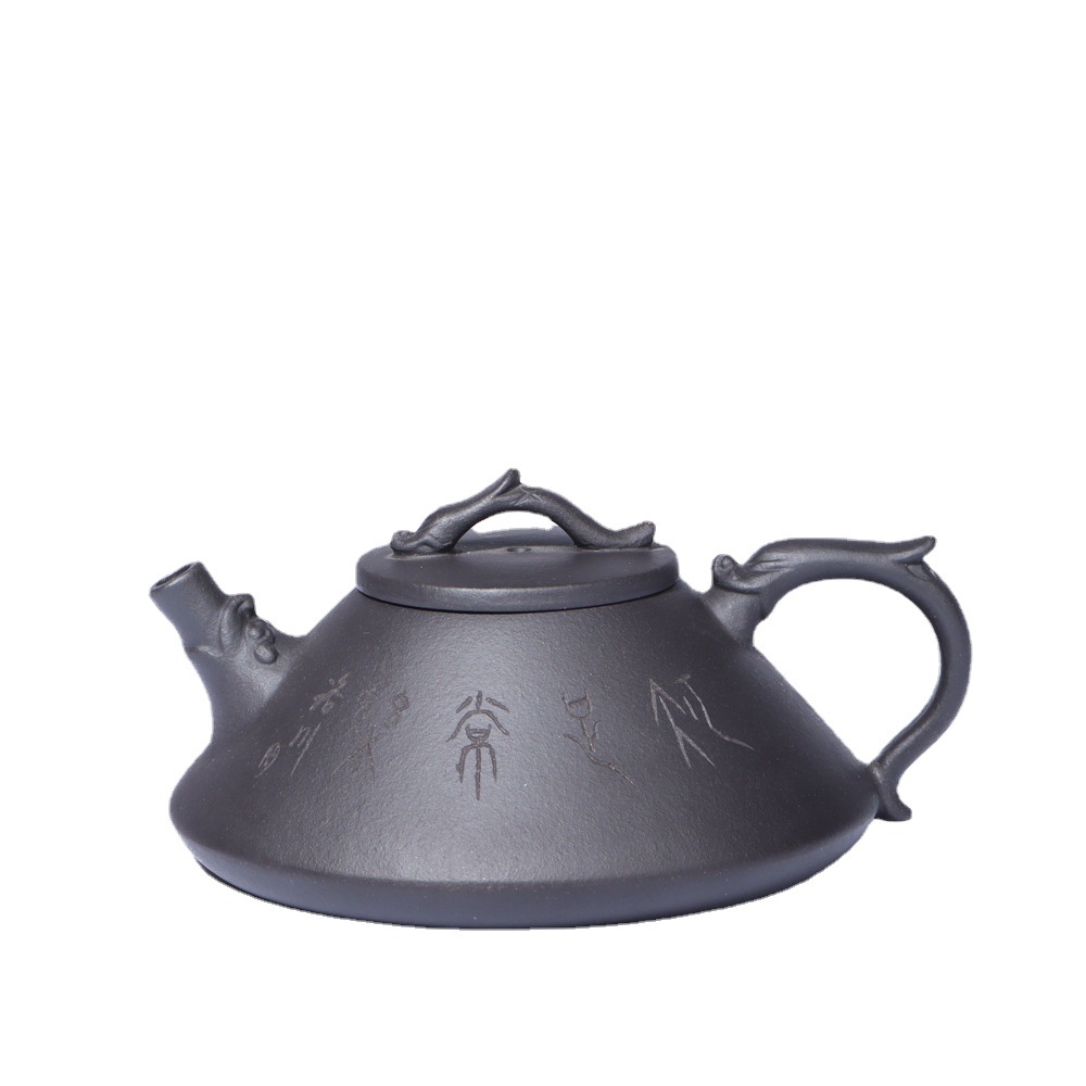 批发宜兴姜礼明紫砂壶黑泥扁龙瓢小茶壶家用手泡茶具礼品一件代发