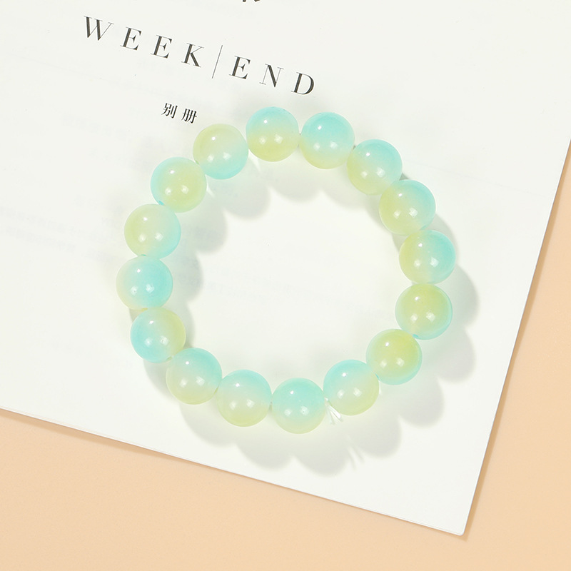 Simple and Fresh Summer Style Jade Material Bracelet Popular Two-Tone Gradient Bracelet Finger Winding Plate String Bracelet String Beads