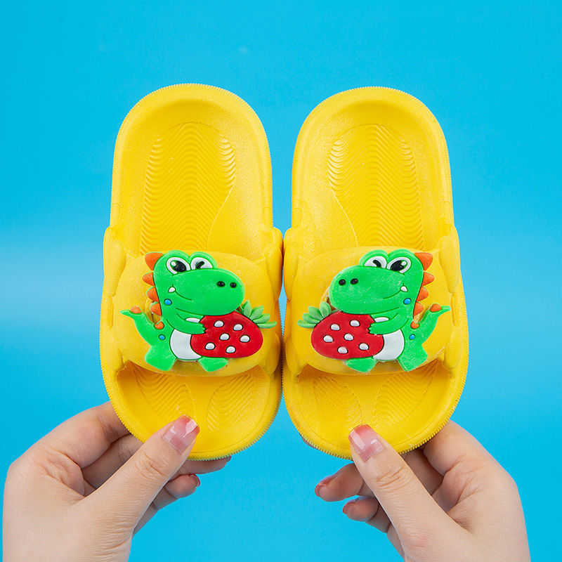 Summer New Cartoon Strawberry Dinosaur Children's Slippers Men's and Women's Non-Slip Soft Bottom Bathroom Bath Baby Breathable Sandals