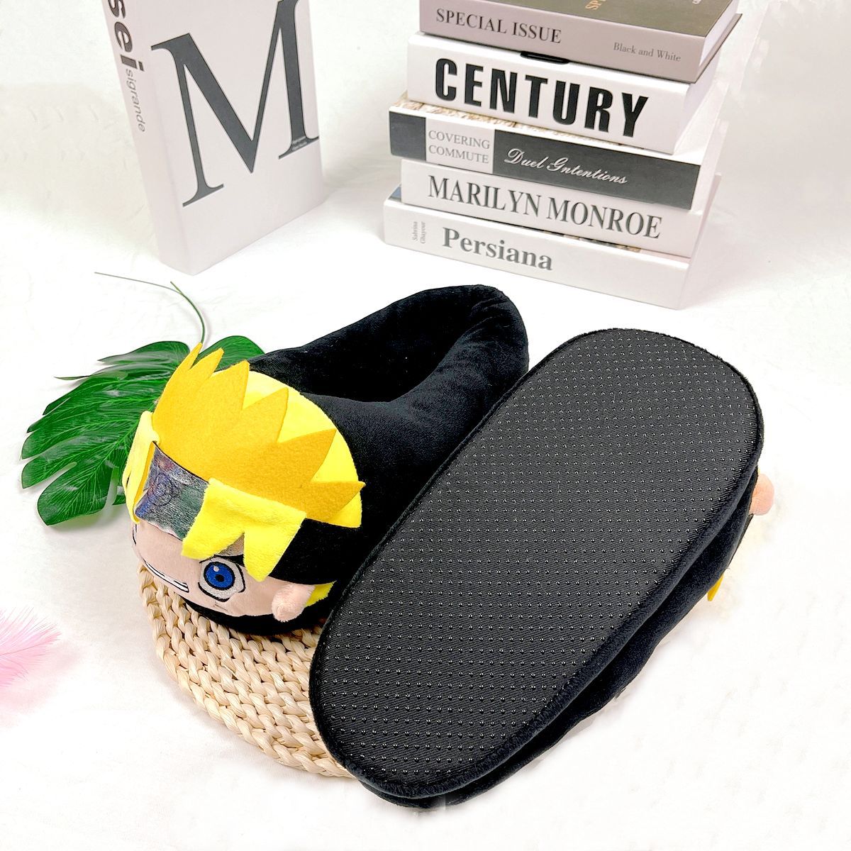 2021日本卡通火影忍者毛绒拖鞋漩涡鸣人冬季情侣保暖家居月子棉鞋