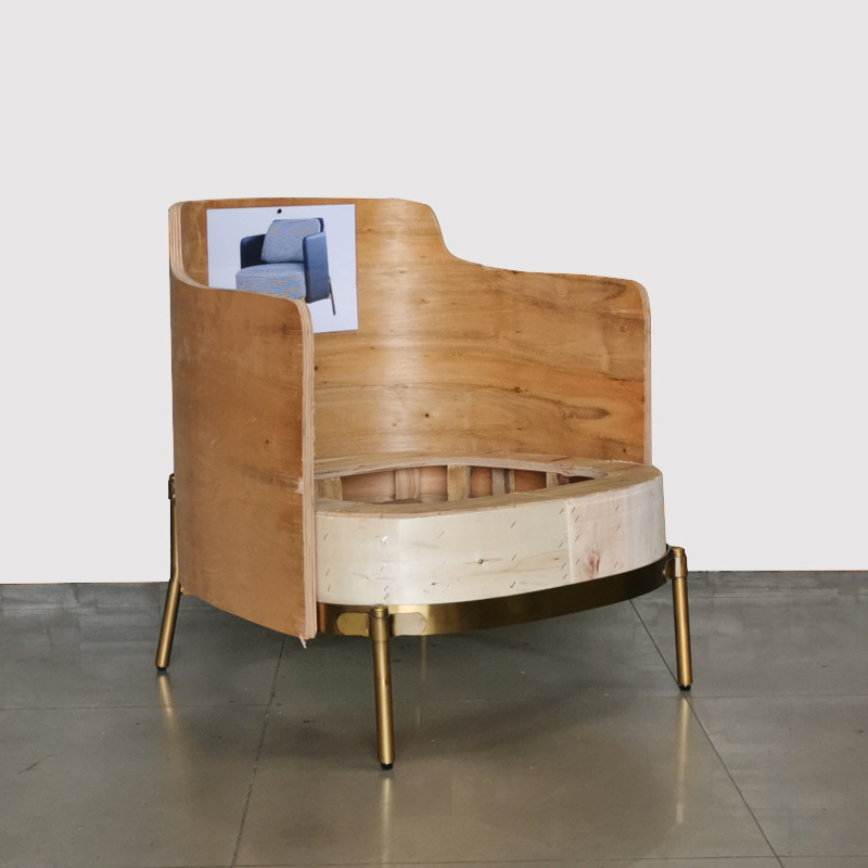 轻奢不锈钢沙发底架 现代单人休闲椅弯板内架 设计师五金家具配件