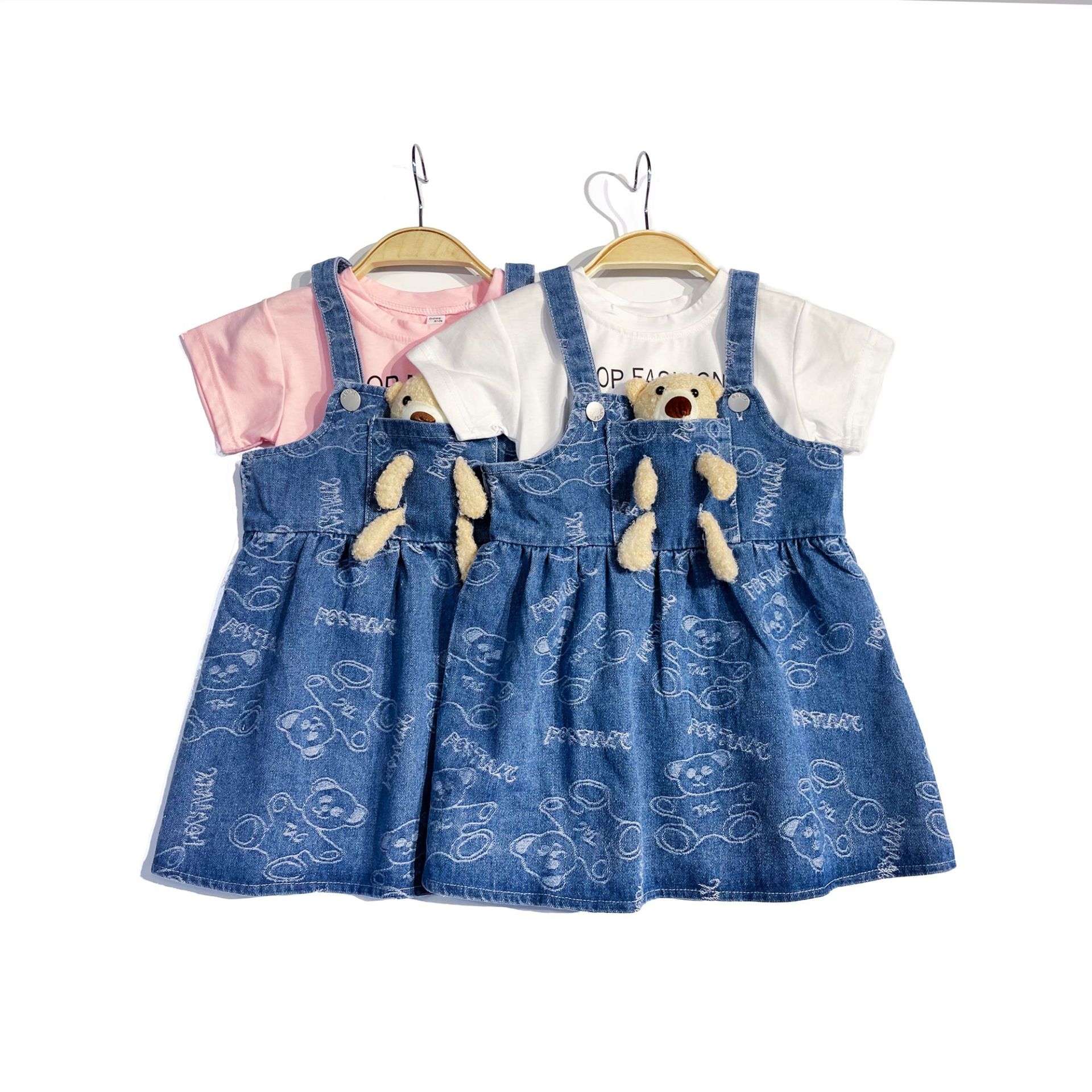 新款外贸童装牛仔裙套装亚马逊新款牛仔跨境电商热卖产品女童装