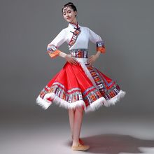藏族舞蹈演出演出服新款服装藏式少数民族学生艺考练习半身长裙