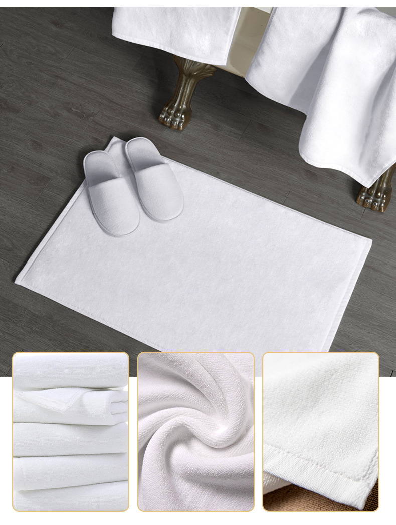 五星级酒店地巾浴室棉质宾馆毛巾纯白色美容院枕巾加厚支持定制