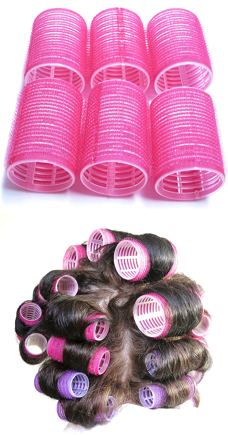 刘海卷发筒空气自粘韩国大号老式大波浪发卷塑料空心卷自粘款批发