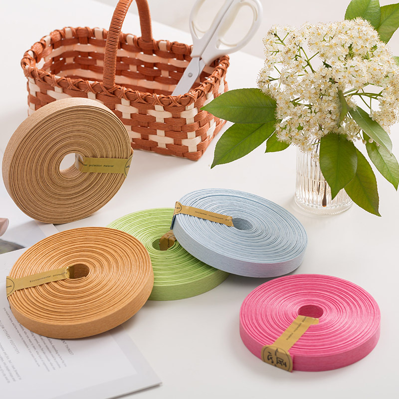 出口日本30色宽纸藤线手工diy编织材料纸绳纸腾花材料篮子花瓶线