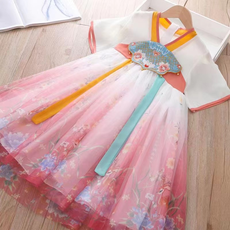 Hanfu Girls' Summer Clothing Chinese Style Thin Jacket and Dress Ancient Dress Super Fairy Little Girl Summer Children's Tang Costume Summer