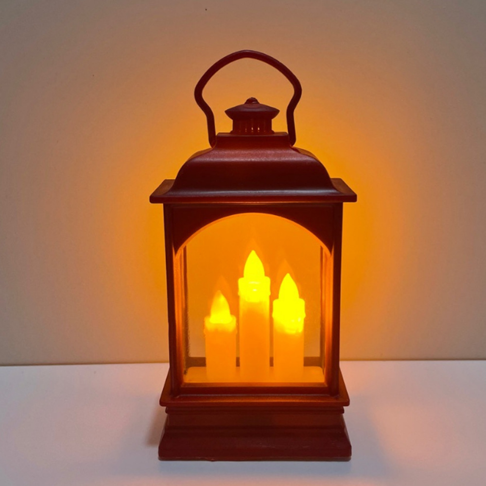 Small Flat Storm Lantern LED Electronic Three Candle 