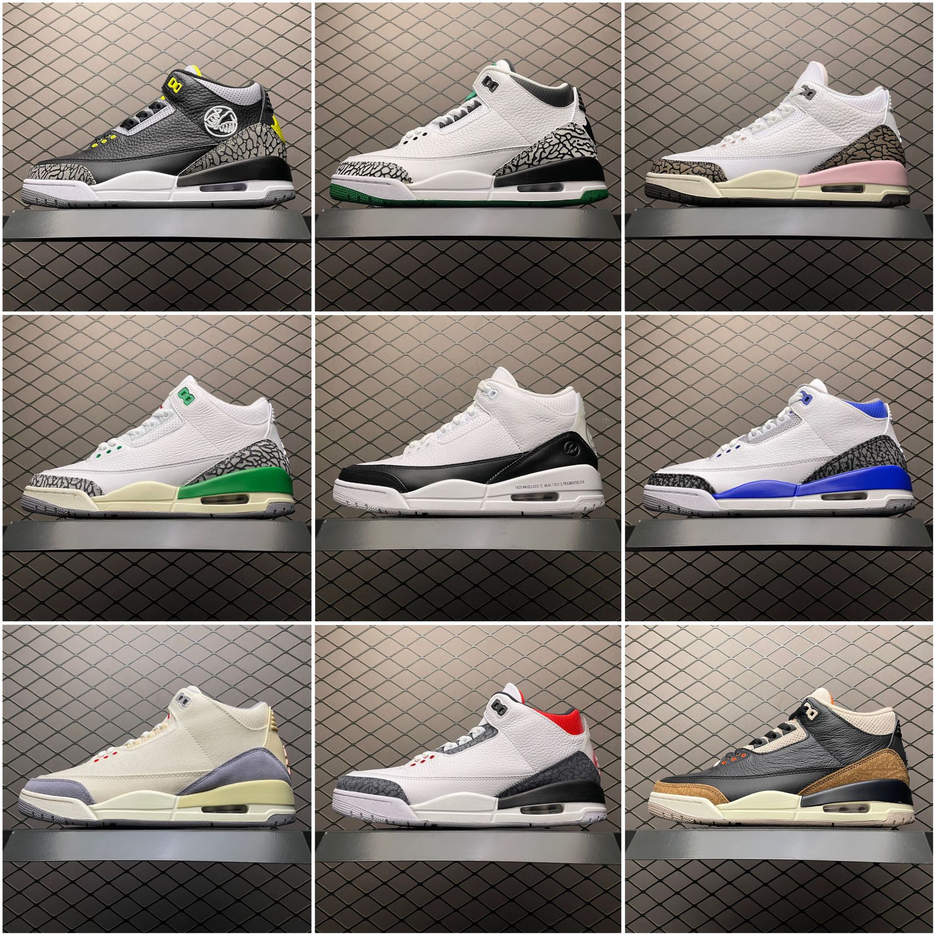 高版本男鞋莆田纯原aj3女鞋 藤原浩联名闪电气垫跑步鞋运动篮球鞋