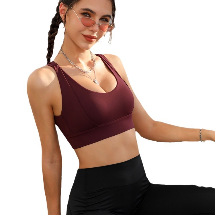 2024 New European and American High-Strength Shockproof Sports Back Shaping Bra Women's Running Workout Yoga Vest Underwear