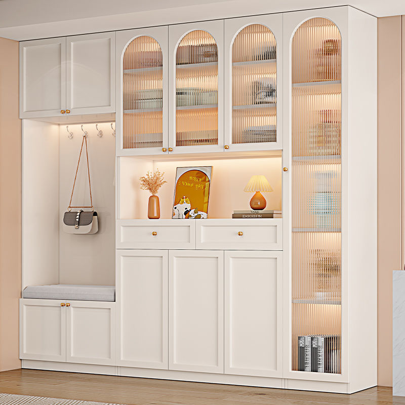 入户门鞋柜挂衣钩换鞋凳门口靠墙柜家用门厅隔断挂架收纳柜子背后