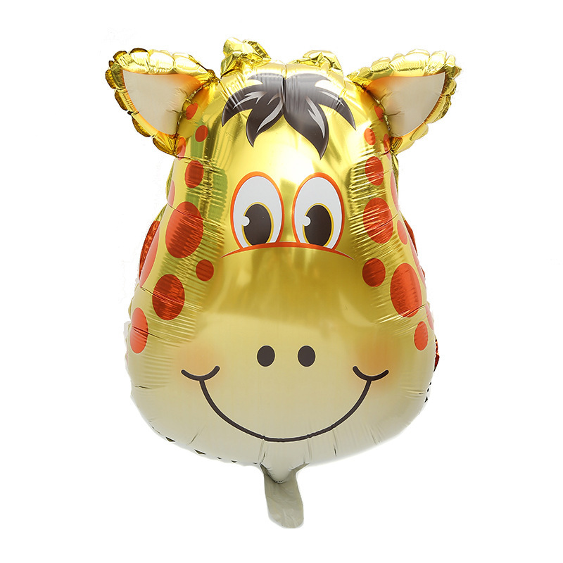 All Kinds of Medium Cartoon Animal Head Aluminum Film Balloon Lion Tiger Deer Cow and Other Animal Head Light Balloon