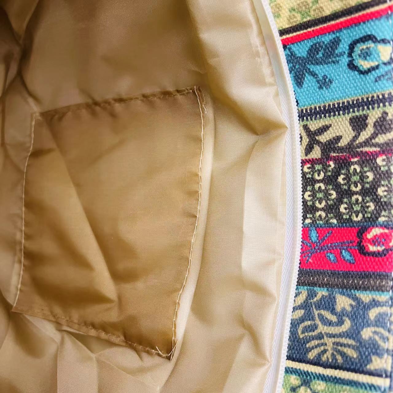 Autumn and Winter New Canvas Cotton and Linen Color Matching Women's Beach Bag Shoulder Bag Mummy Bag Shopping Bag