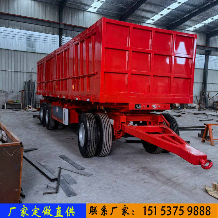 5米侧翻自卸全挂车 滚珠转盘侧翻斗自卸半挂车 三轴箱式运输车