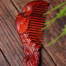 小巧精致梳子赞比亚血檀木质梳子雕刻凤凰华丽古风梳子厂家直销