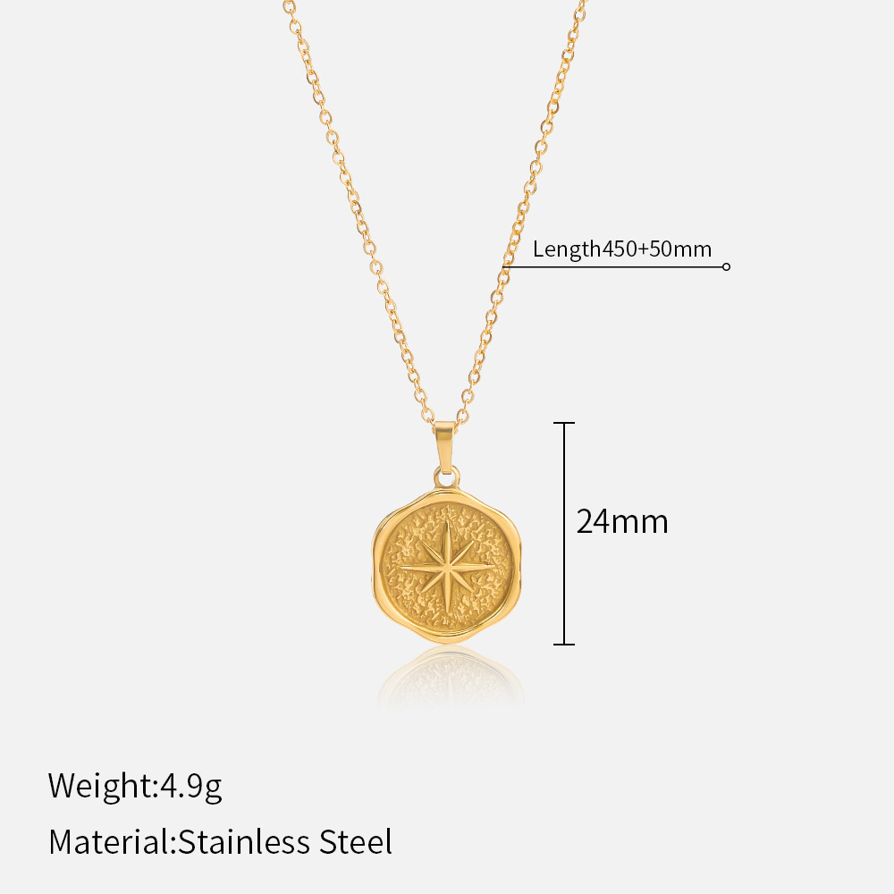 French Retro Twist Chain Star Moon Stainless Steel Necklace Personality Fashion Women's Metal Pendant Titanium Steel Necklace