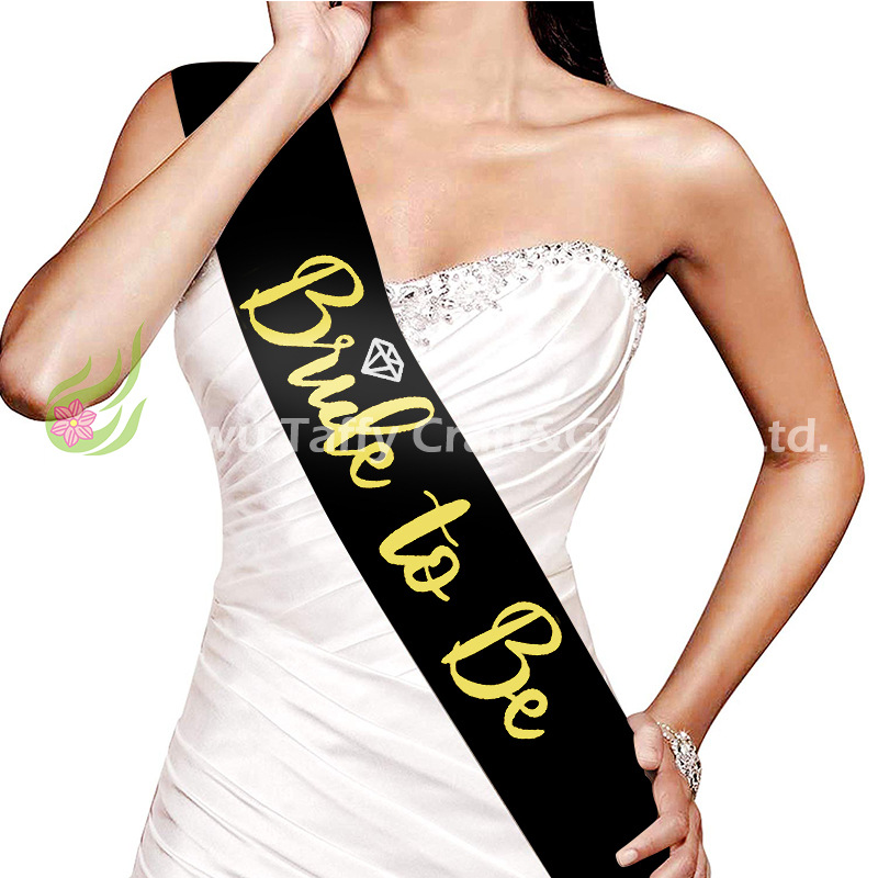 新娘肩带礼仪带白钻石bride to be肩带 单身派对舞会hen party