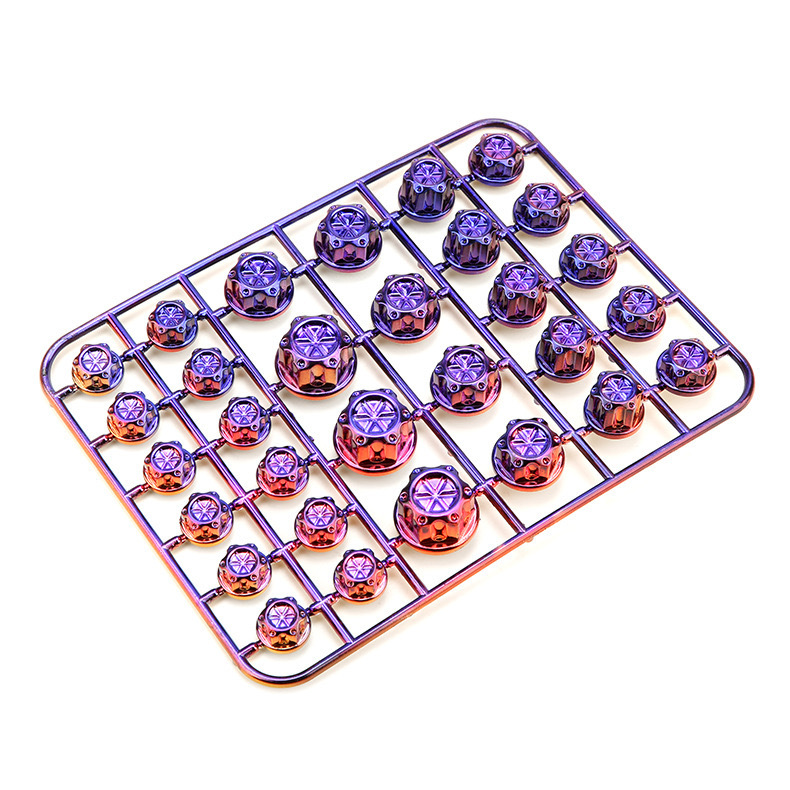 厂家直销电动车摩托车改装机头发动机螺丝盖套UV镀彩色雕花螺帽