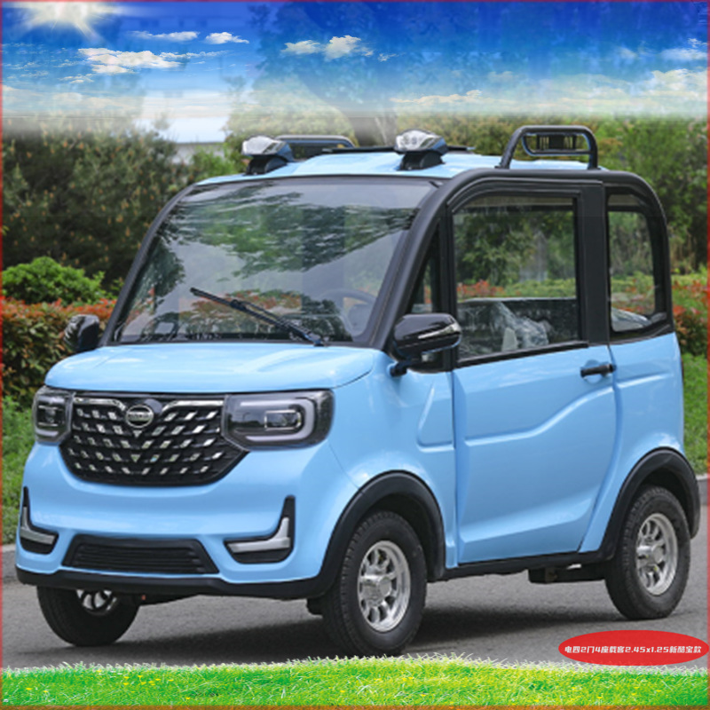 时尚新款女士老人父母家用代步2门4座小型电动四轮车全封闭带篷车