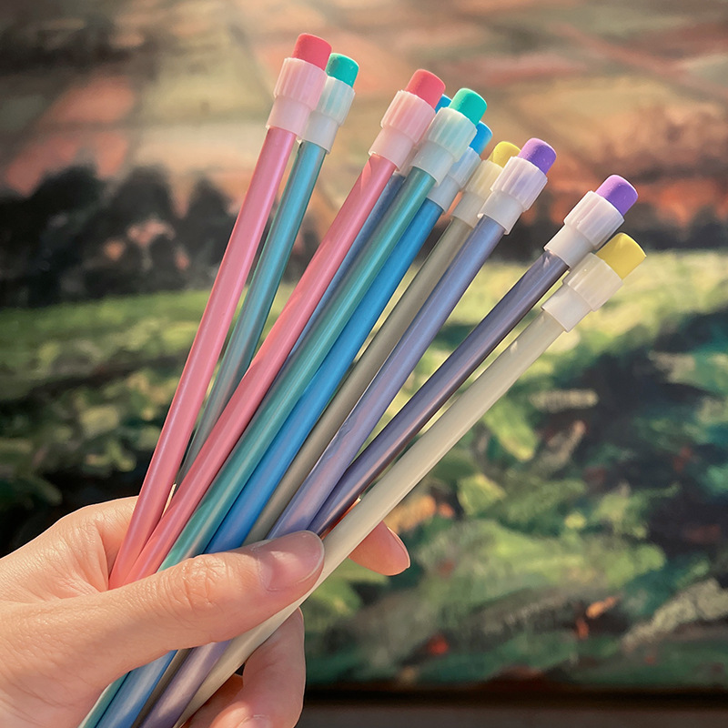 珠光漆大皮头铅笔hb吸卡纸包装铅笔套装高颜值彩色橡皮头铅笔