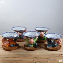 五福童子农家创意明档个性火锅店陶瓷意境餐具功夫小和尚盘子树脂