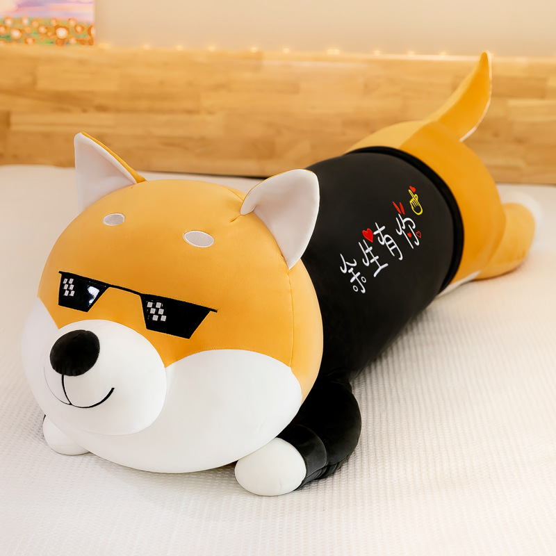 Plush Cartoon Husky Pillow Lying Dog Sleeping Doll Pillow Large Cross-Border Gift for Children