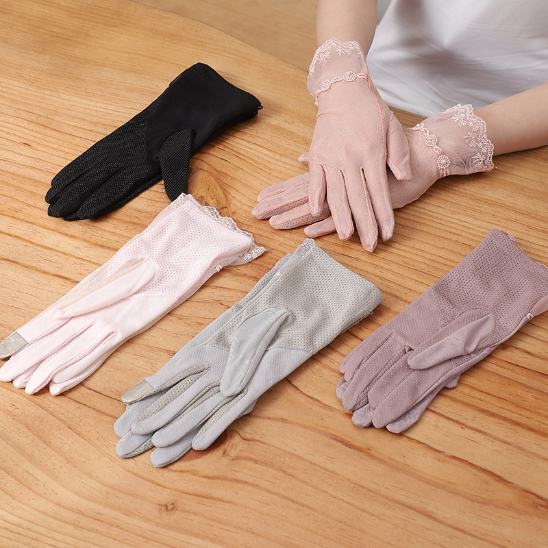 Women's Sun Protection Gloves Summer Thin Riding Viscose Fiber Oversleeve Sun Protection Non-Slip Wear-Resistant Breathable Touch Screen Short